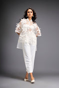 Load image into Gallery viewer, Floral Appliqué High-Low Sheer Top with Tube & Pants
