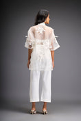 Load image into Gallery viewer, Floral Appliqué High-Low Sheer Top with Tube & Pants
