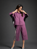 Load image into Gallery viewer, Relaxed Pink Co-ord With Loose-fit Dramatic-sleeve Shirt And Wide-leg Pants With Metallic Side Panels.
