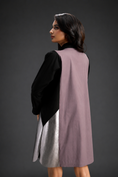 Load image into Gallery viewer, Colourblock Tunic Dress In Ash Pink And Black With Metallic Silver Side Panels

