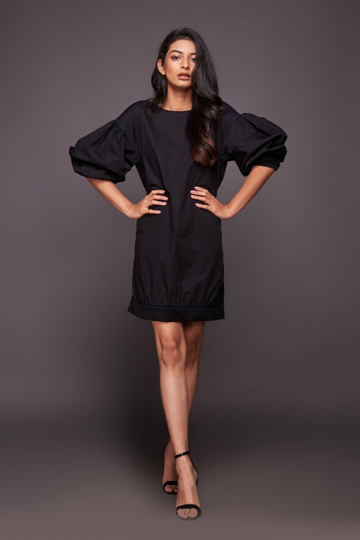 Black Back Open Shift Dress