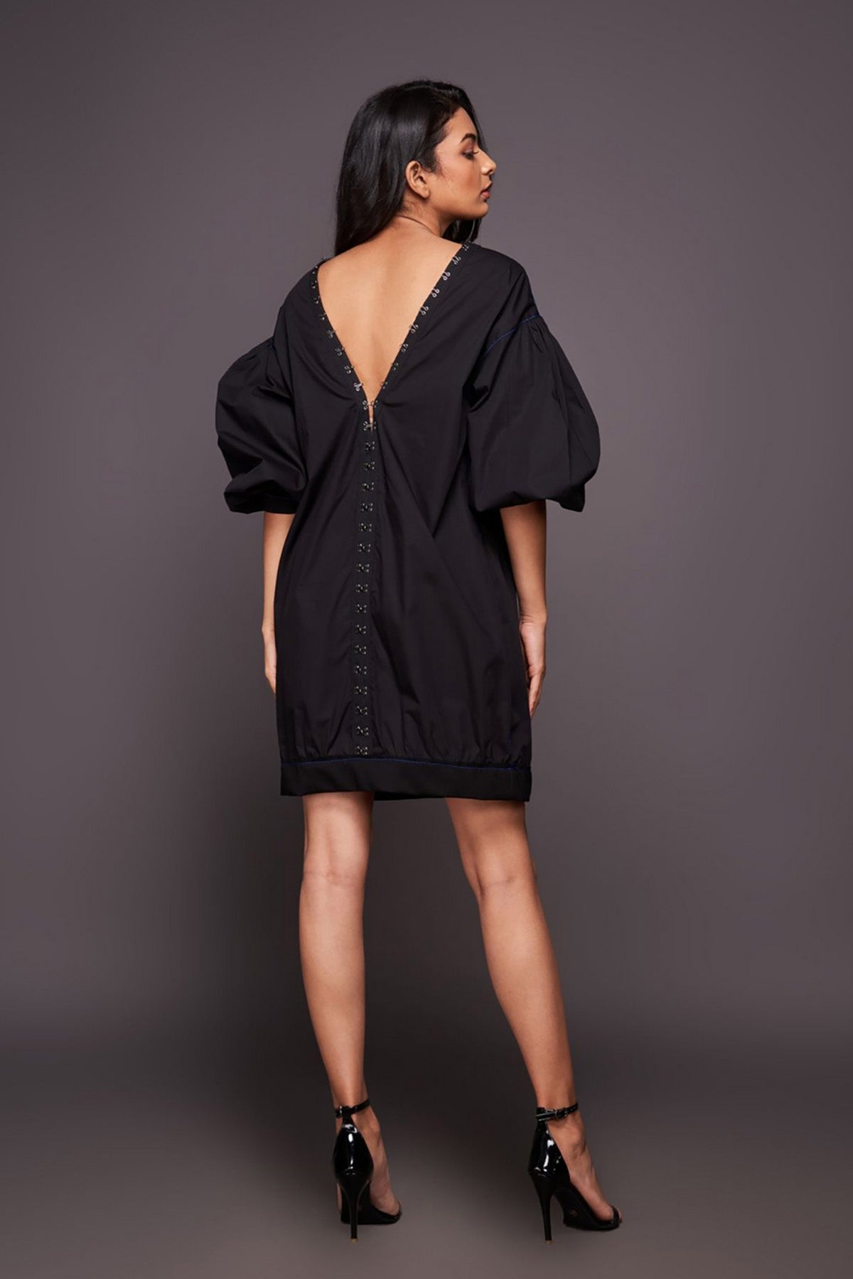 Black Back Open Shift Dress