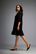 Load image into Gallery viewer, Floral-Cut Velvet Shift Dress with Sheer Hemline
