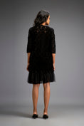 Load image into Gallery viewer, Floral-Cut Velvet Shift Dress with Sheer Hemline
