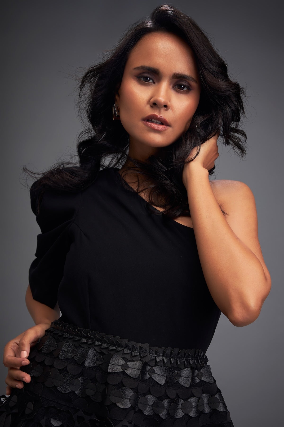 One-Shoulder Tulle Dress with 3D Embellishments – Deepika Arora