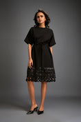 Load image into Gallery viewer, Black Shift Dress with Circular Cutout Hem
