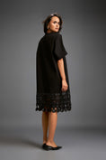 Load image into Gallery viewer, Black Shift Dress with Circular Cutout Hem
