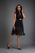 Load image into Gallery viewer, Black Drop Shoulder Dress with Flared Skirt
