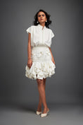 Load image into Gallery viewer, Ruffled Skirt and Structured Blouse with Floral Embroidery
