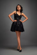 Load image into Gallery viewer, Black Mini Dress with Flared Tulle Skirt
