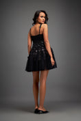 Load image into Gallery viewer, Black Mini Dress with Flared Tulle Skirt
