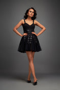 Load image into Gallery viewer, Black Mini Dress with Flared Tulle Skirt
