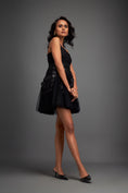 Load image into Gallery viewer, Black Mini Dress with Flared Tulle Skirt
