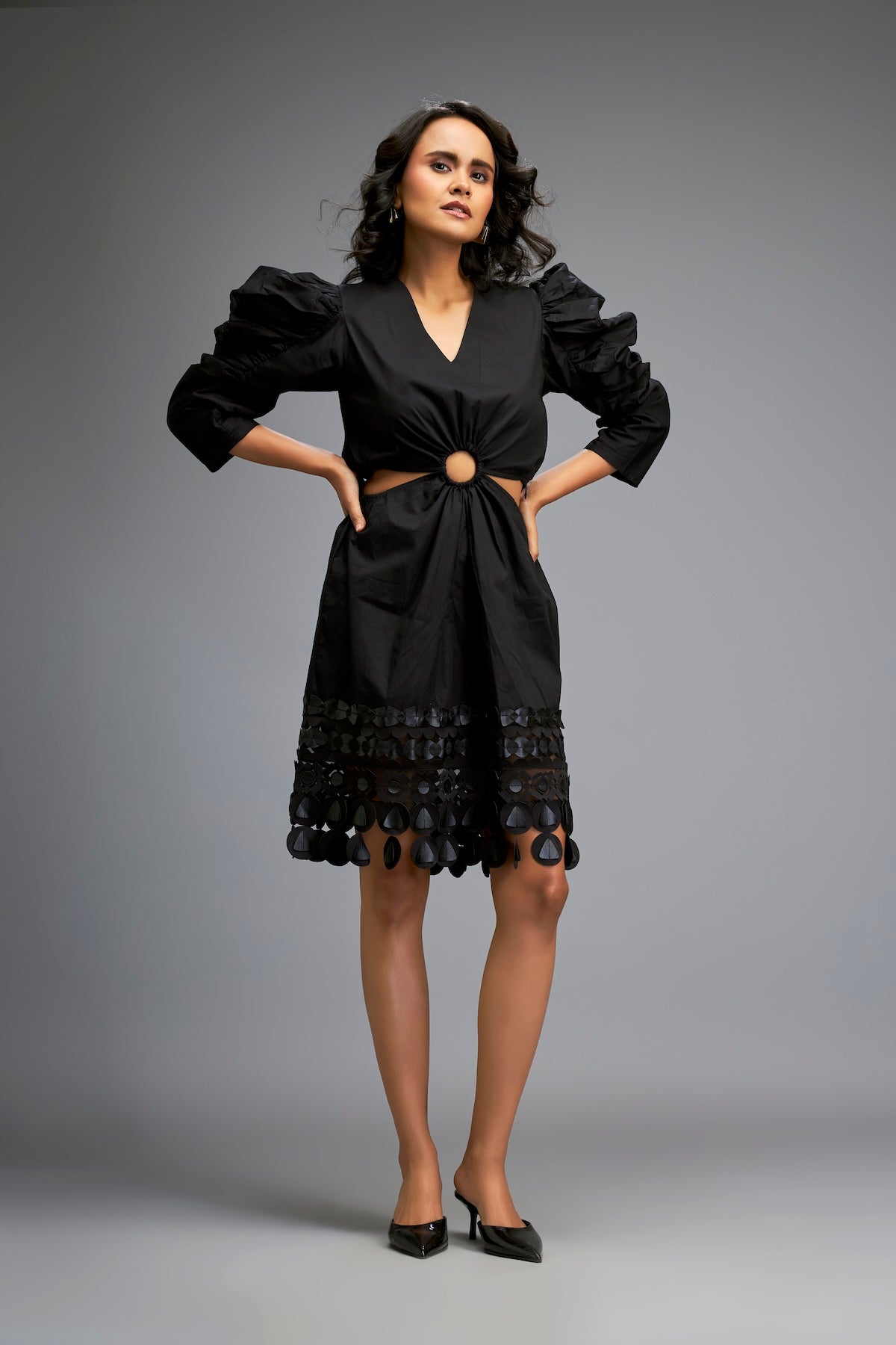 Structured Dress with Applique Hemline