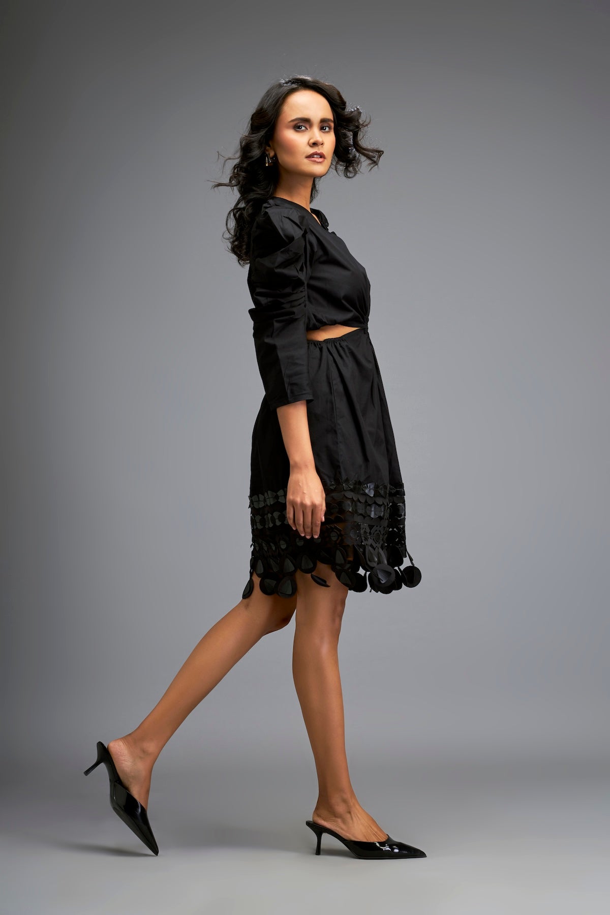 Structured Dress with Applique Hemline