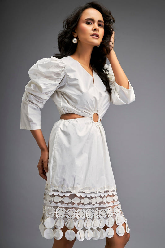 Structured Dress with Applique Hemline