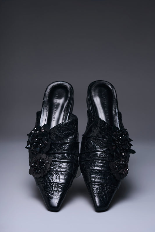 Shadow Bloom Pointed Mules