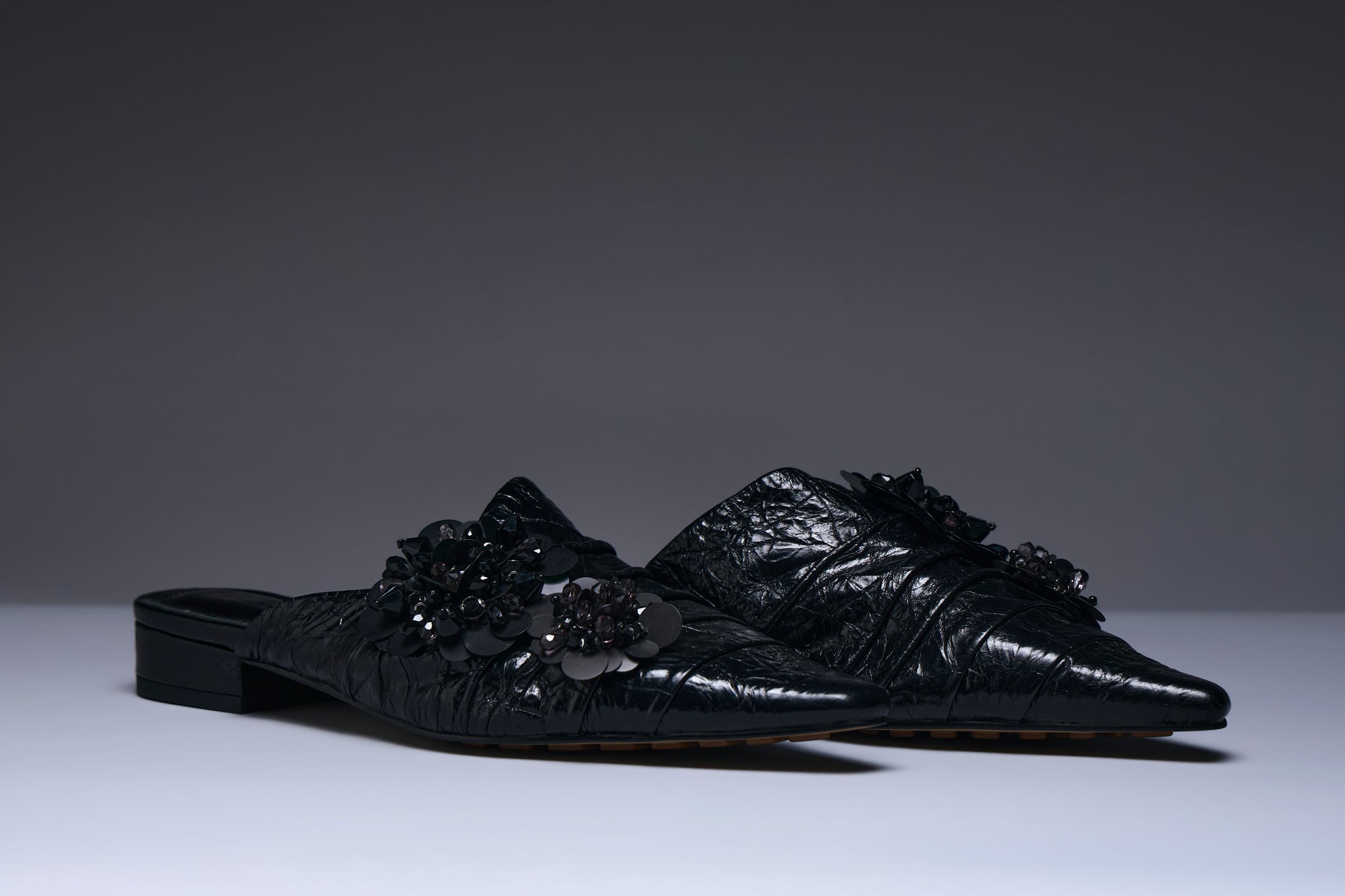 Shadow Bloom Pointed Mules