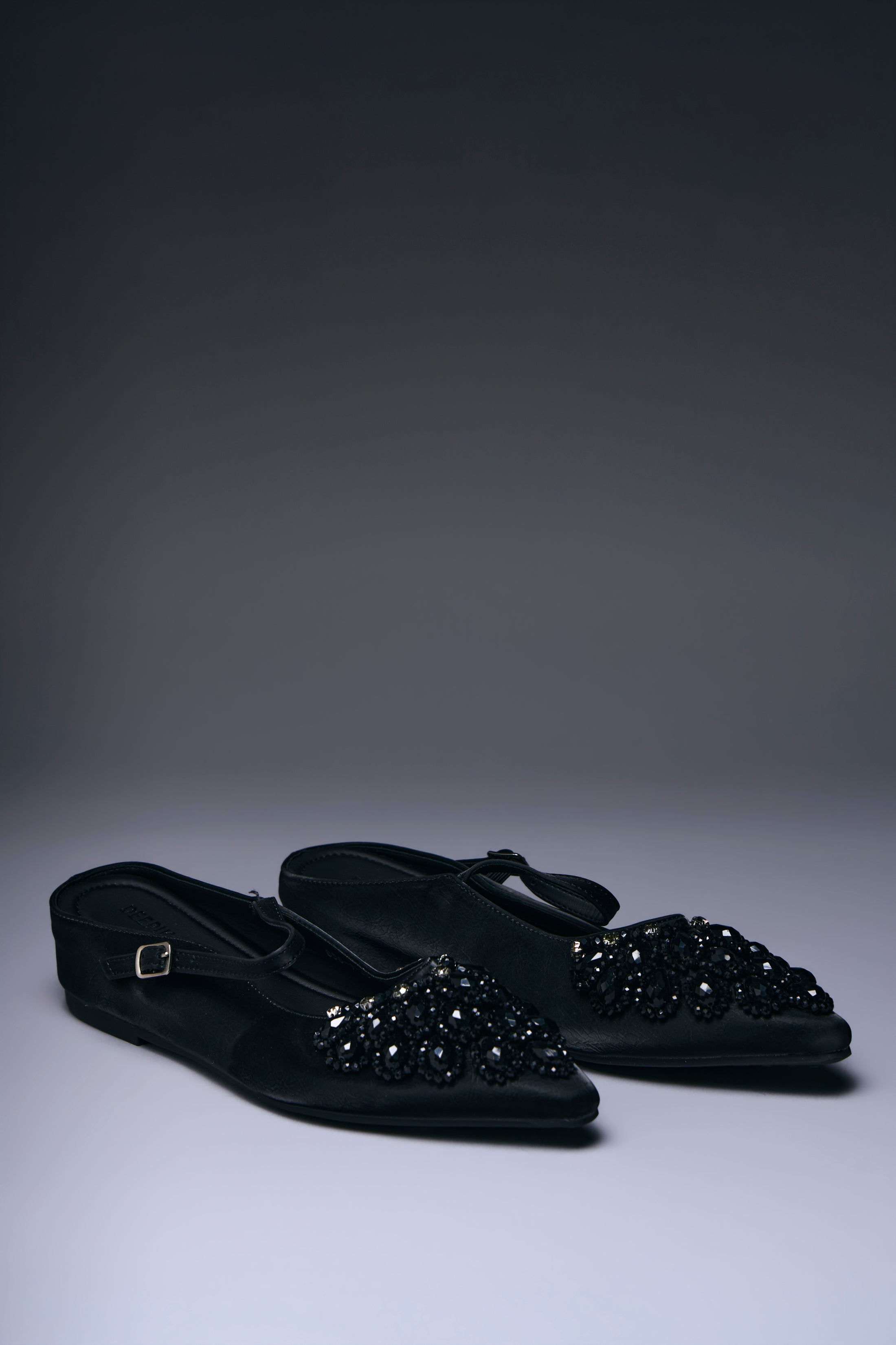 Noir Glimmer Beaded Flats