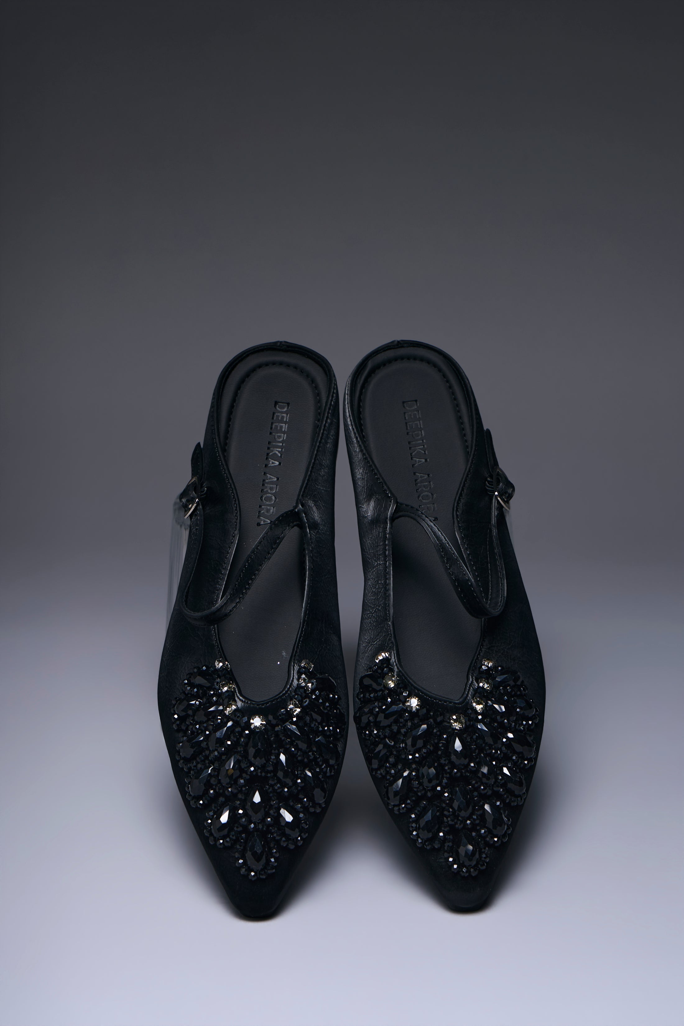 Noir Glimmer Beaded Flats