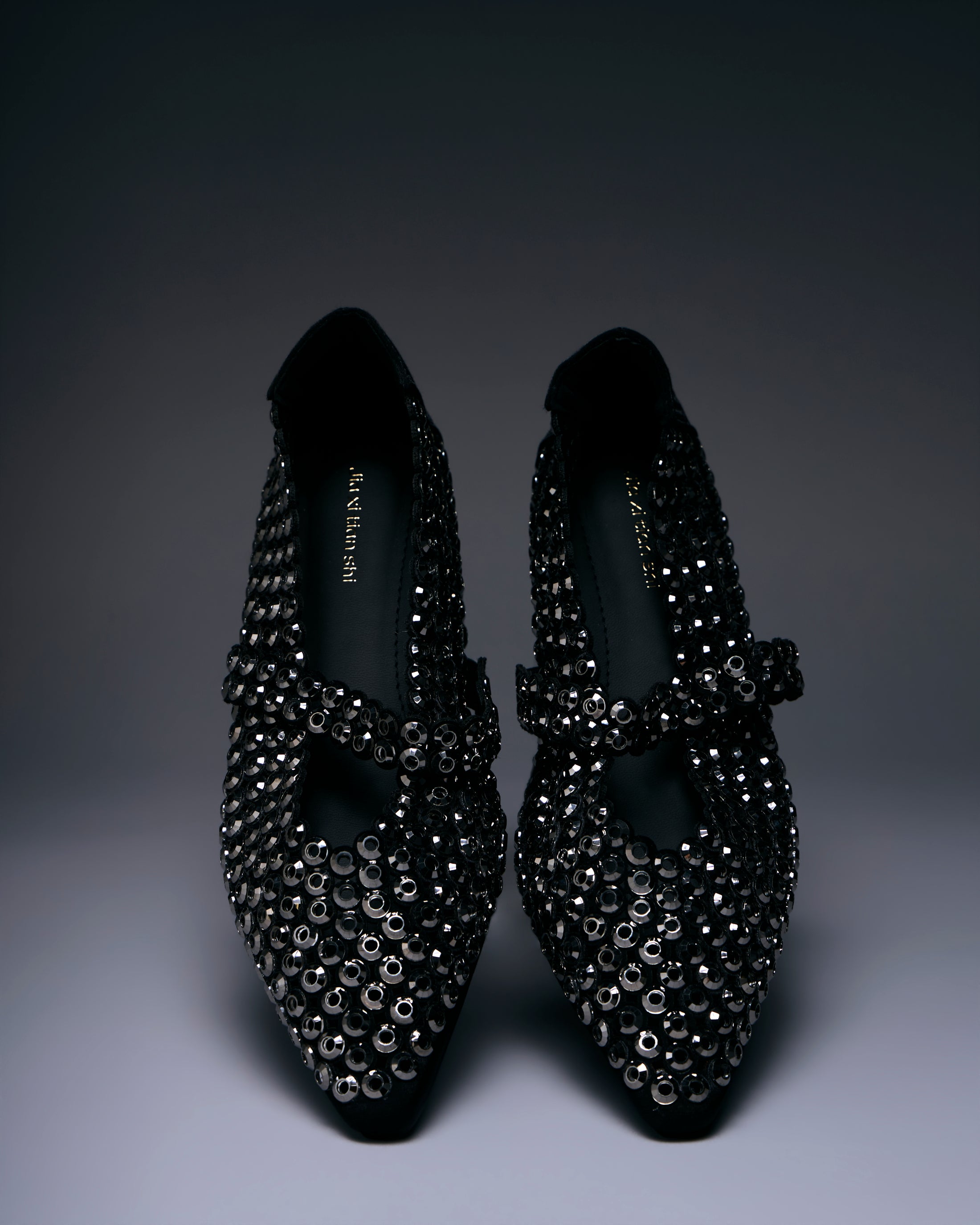 Dazzle Noir Mule Flats