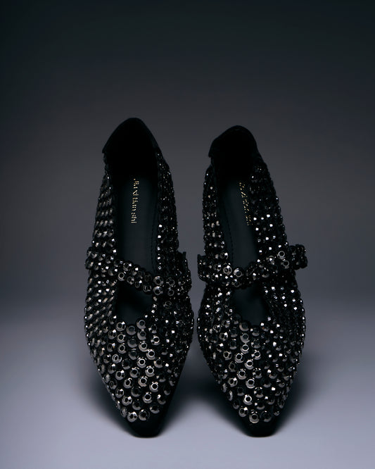 Dazzle Noir Mule Flats