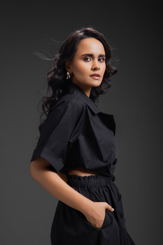 Black Jumpsuit With Side Cuts