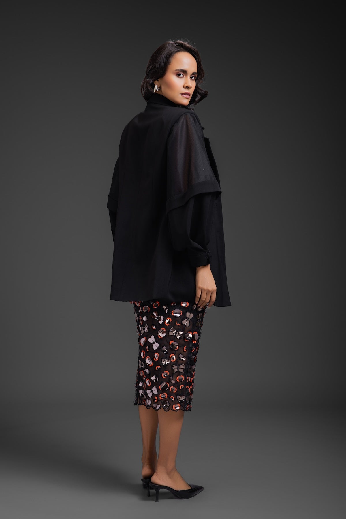 Black Blazer With Organza Skirt