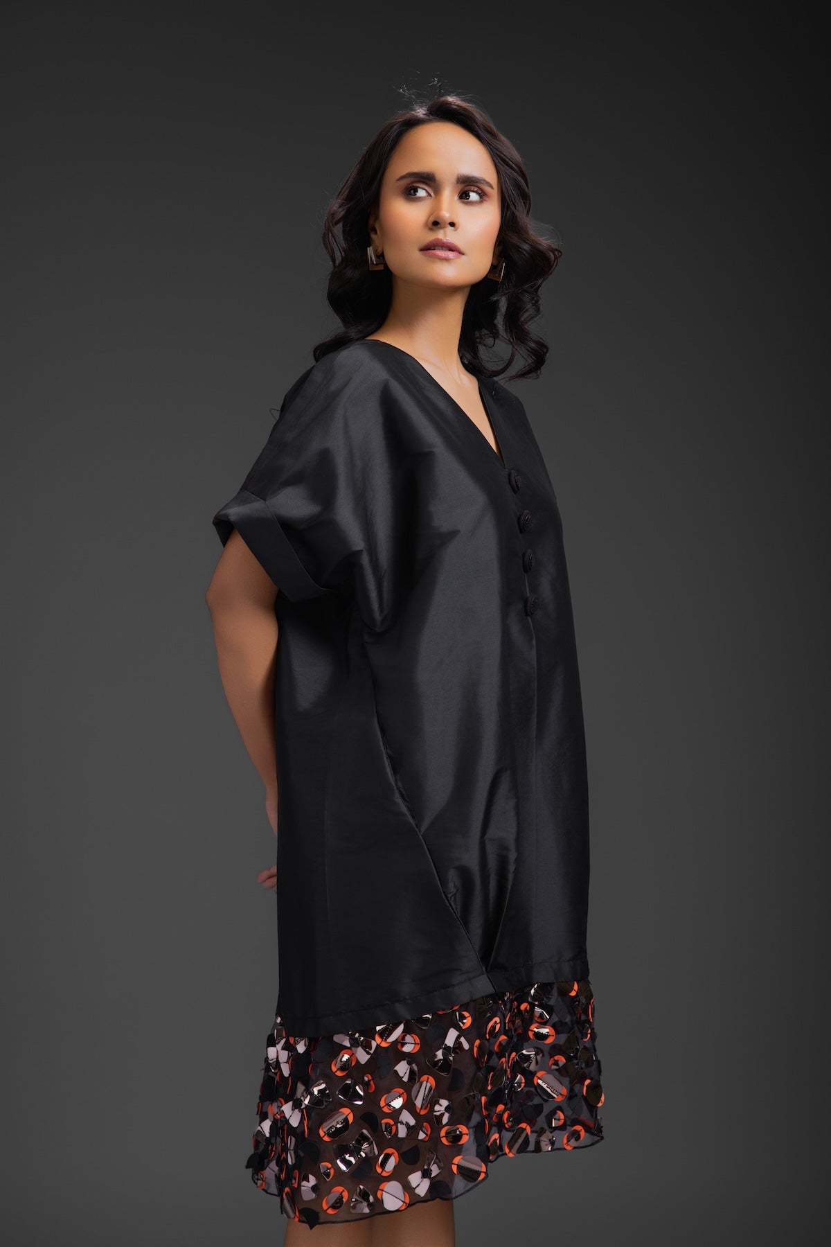 Black Dress With Neon Metallic Detail