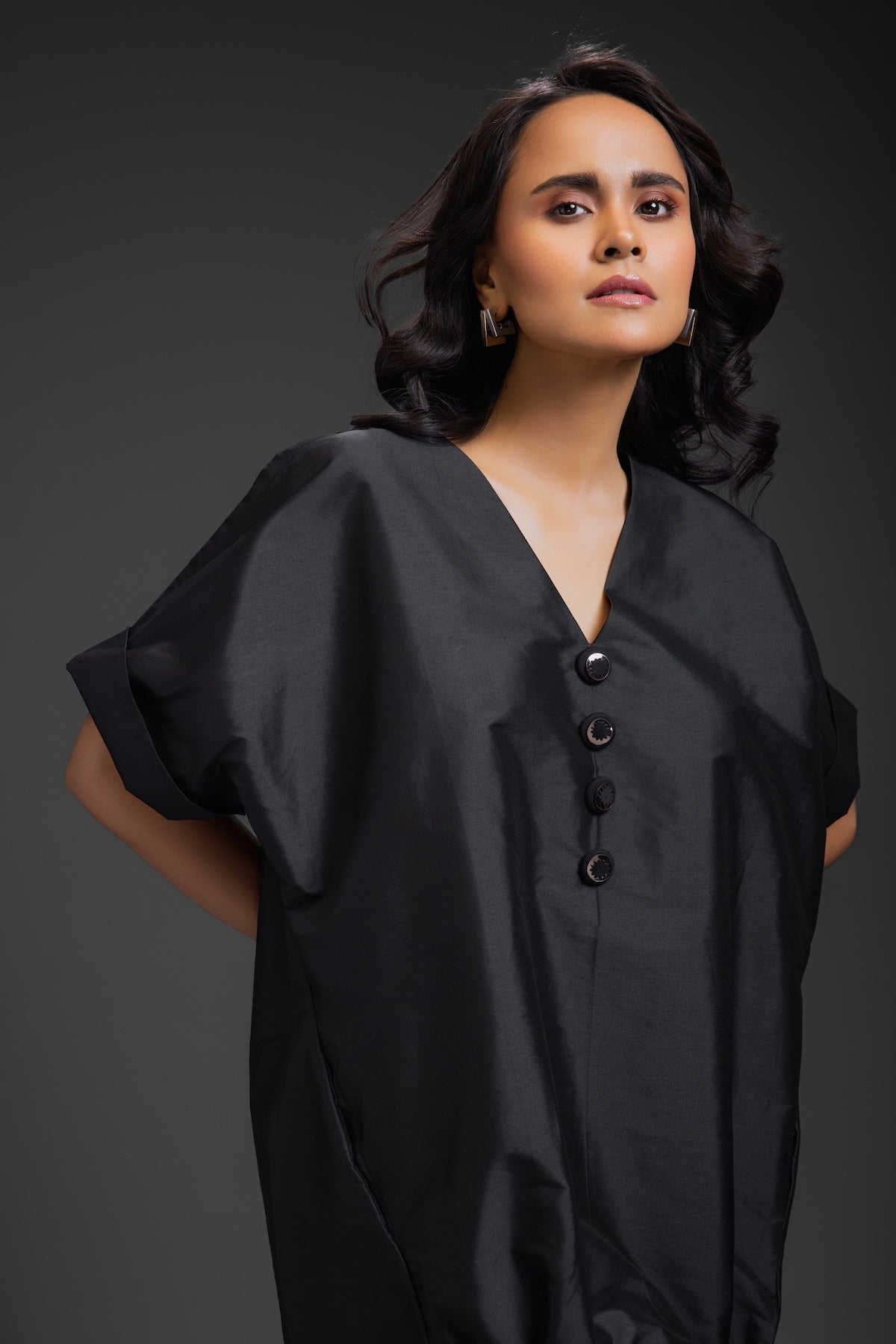 Black Dress With Neon Metallic Detail