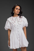 Load image into Gallery viewer, White Bubble Dress With Sailor Collar Detailing
