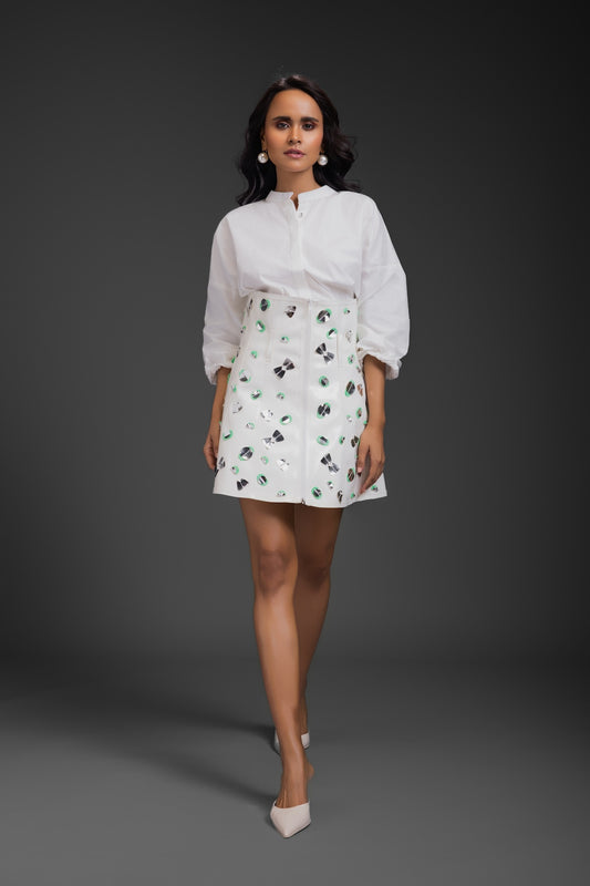 White Cotton Shirt With Corset Skirt