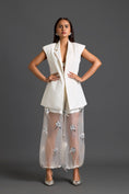 Load image into Gallery viewer, White Blazer Shorts and Floral Organza Pants Set
