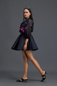 Load image into Gallery viewer, Black Sheer Pink Floral Blouse and Skirt Set
