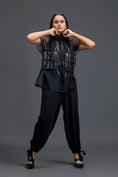 Load image into Gallery viewer, Black Sheer Structured Top and White Tapered Pants Set
