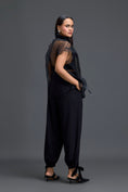 Load image into Gallery viewer, Black Sheer Structured Top and White Tapered Pants Set

