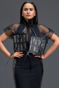 Load image into Gallery viewer, Black Sheer Structured Top and Pencil Skirt Set
