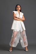 Load image into Gallery viewer, White Blazer Shorts and Floral Organza Pants Set
