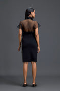 Load image into Gallery viewer, Black Sheer Structured Top and Pencil Skirt Set
