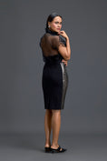 Load image into Gallery viewer, Black Sheer Structured Top and Pencil Skirt Set
