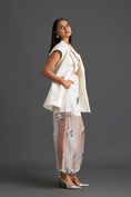 Load image into Gallery viewer, White Blazer Shorts and Floral Organza Pants Set
