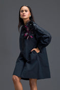 Load image into Gallery viewer, Black Feather Crystal Shoulder Detail Dress

