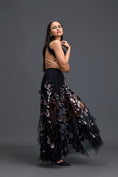 Load image into Gallery viewer, Black Cutout Top and Metallic Leaf Tulle Skirt Set
