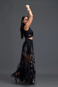 Load image into Gallery viewer, Black Twist Crop Top and Metallic Leaf Tulle Skirt

