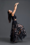 Load image into Gallery viewer, Black Twist Crop Top and Metallic Leaf Tulle Skirt
