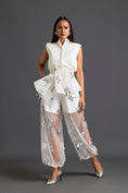 Load image into Gallery viewer, White Blazer Shorts and Floral Organza Pants Set
