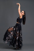 Load image into Gallery viewer, Black Twist Crop Top and Metallic Leaf Tulle Skirt
