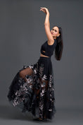 Load image into Gallery viewer, Black Twist Crop Top and Metallic Leaf Tulle Skirt
