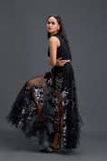 Load image into Gallery viewer, Black Twist Crop Top and Metallic Leaf Tulle Skirt
