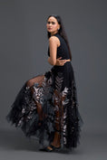 Load image into Gallery viewer, Black Twist Crop Top and Metallic Leaf Tulle Skirt
